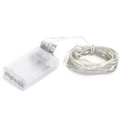 Lampki choinkowe drucikowe na 3 baterie AA 50 Led 5m Zimne